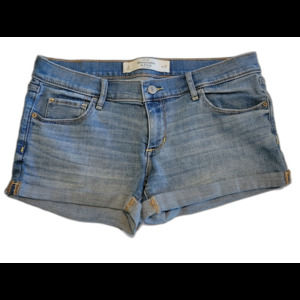 Abercrombie & Fitch Size 4/27 Mid Rise Denim Jean Shorts Cuff Hem